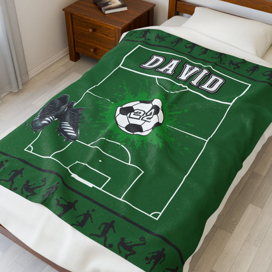 Personalized Soccer Blanket: Custom Name and Jersey Number