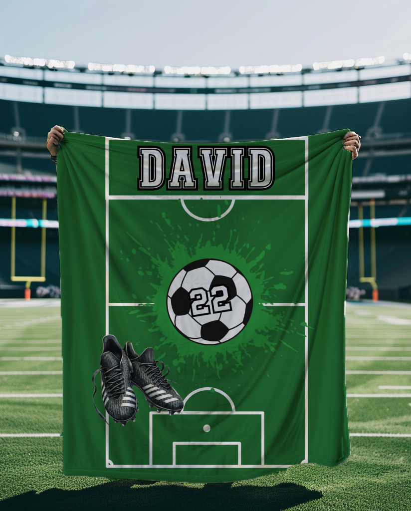 Personalized Soccer Name Blanket, Custom Gift Idea for Soccer Players