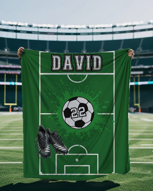 Personalized Soccer Name Blanket, Custom Gift Idea for Soccer Players