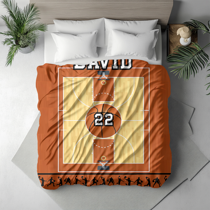 Personalized Basketball Blanket with Player Name & Number, Custom Sports Throw for Basketball Players