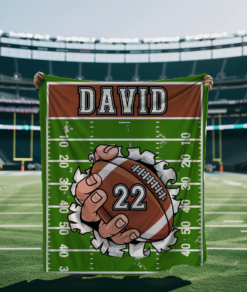 Personalized Football Blanket with Player Name & Number for Football Players