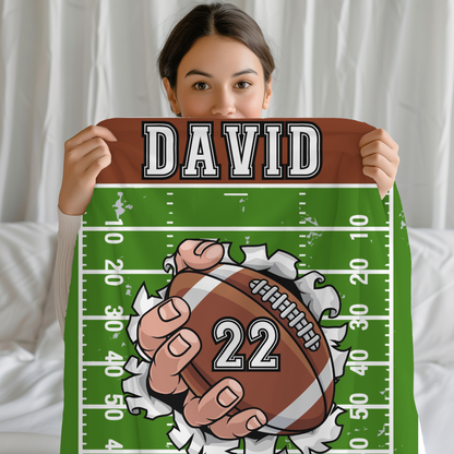 Personalized Football Blanket with Player Name & Number for Football Players