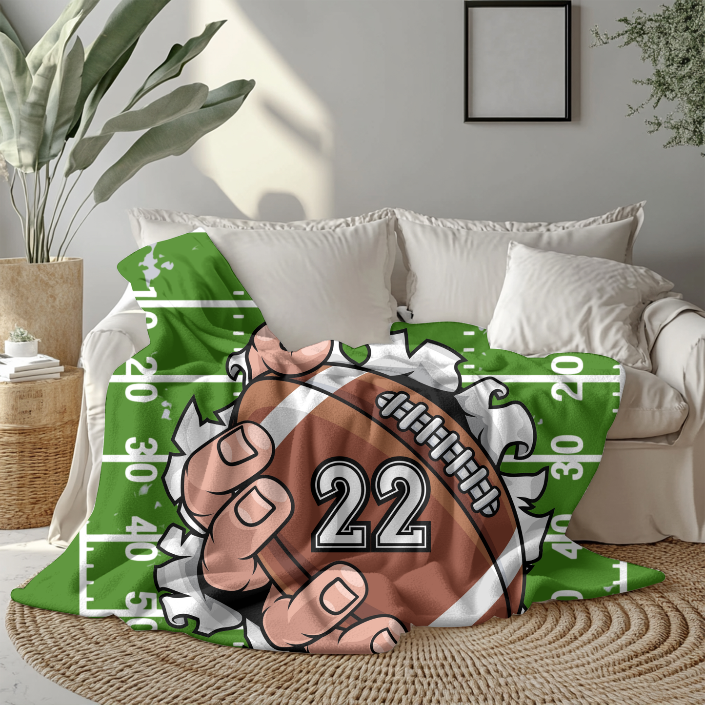 Personalized Football Blanket with Player Name & Number for Football Players