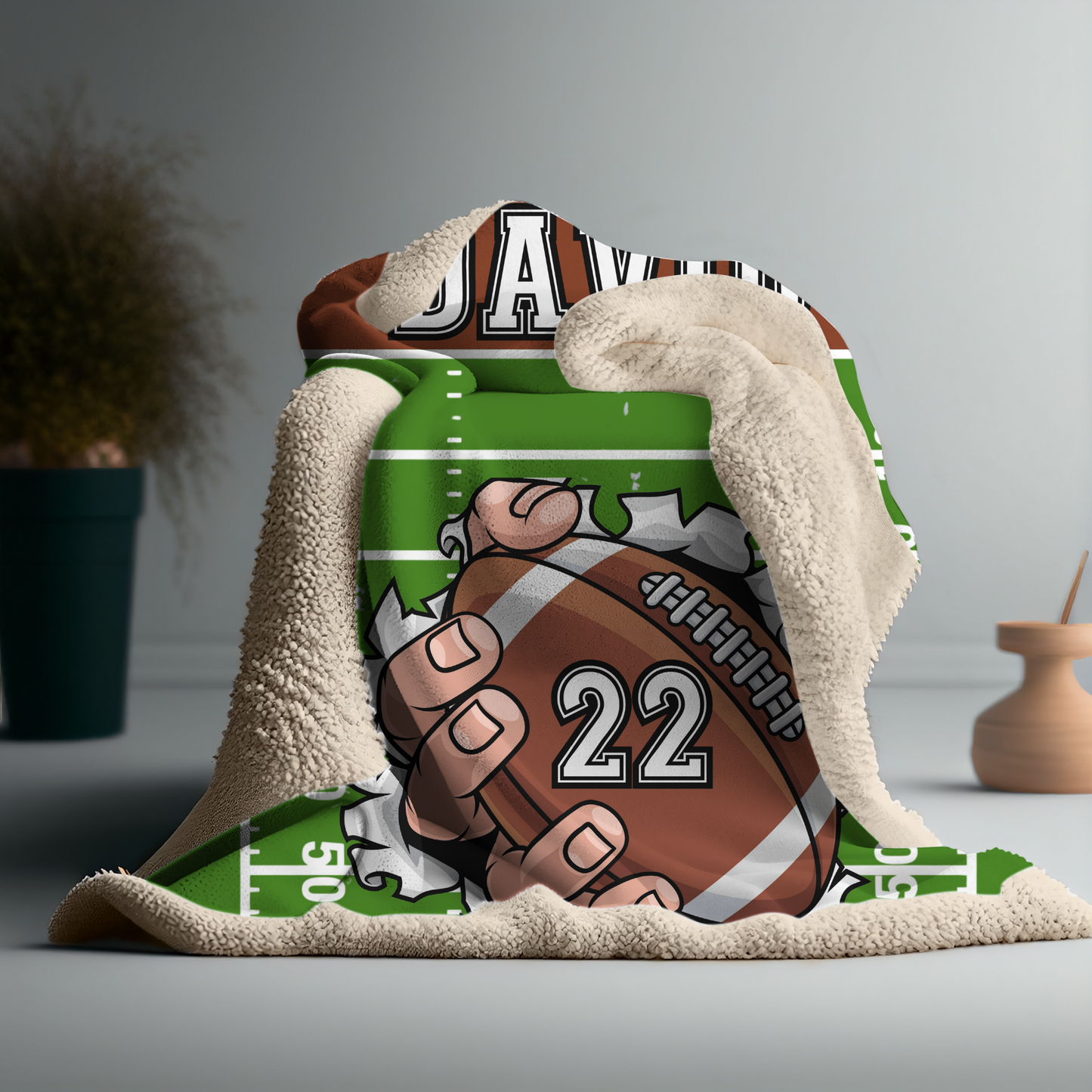 Personalized Football Blanket with Player Name & Number for Football Players