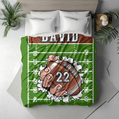 Personalized Football Blanket with Player Name & Number for Football Players