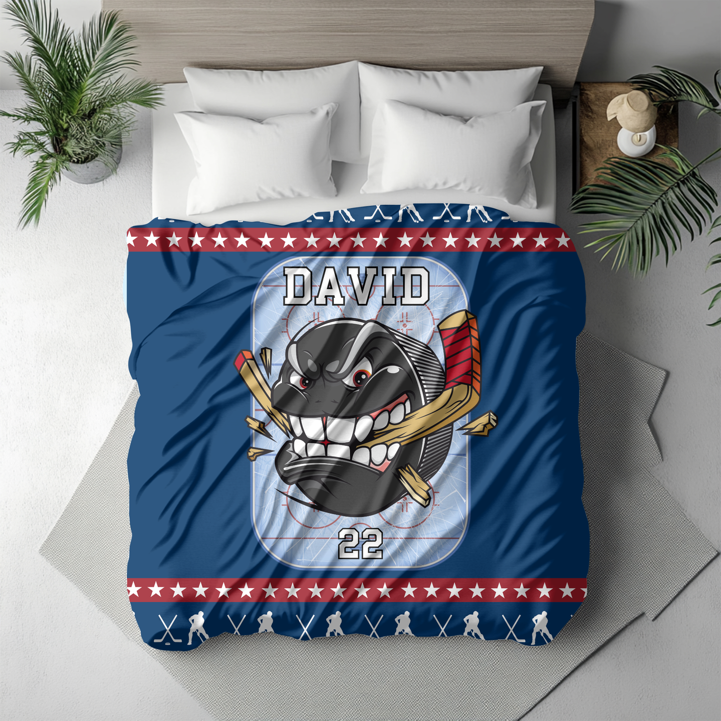 Personalized Ice Hockey Blanket with Player Name & Number