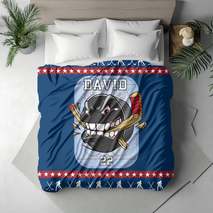 Personalized Ice Hockey Blanket with Player Name & Number
