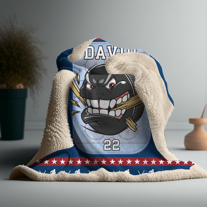 Personalized Ice Hockey Blanket with Player Name & Number