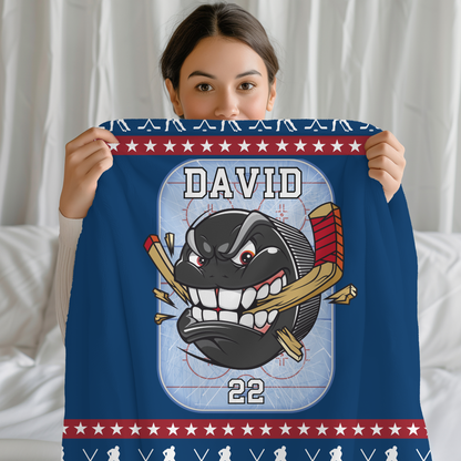 Personalized Ice Hockey Blanket with Player Name & Number