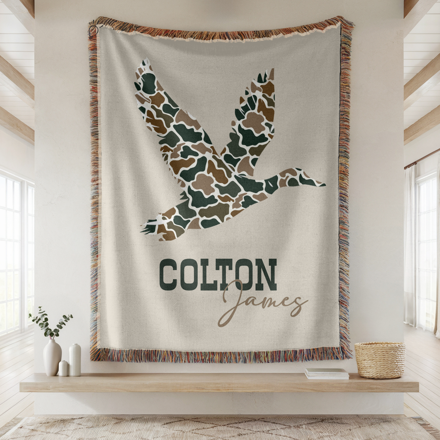 Personalized Camo Mallard Duck Baby Cotton Woven Blanket