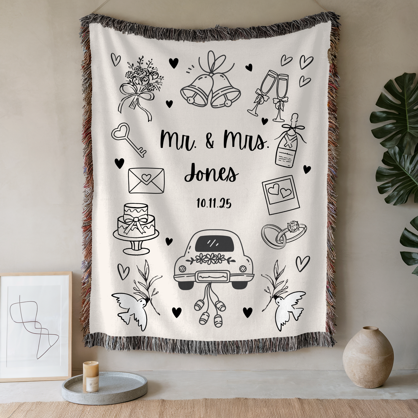 Custom Wedding Blanket. New Couples Gift,