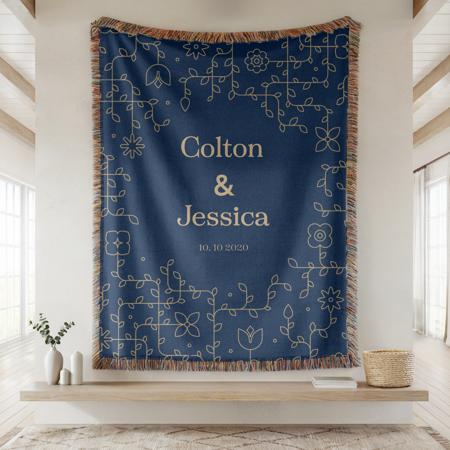 Personalized Wedding Blanket - Custom Name & Date Woven Throw