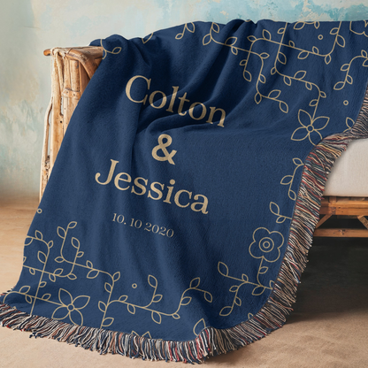 Personalized Wedding Blanket - Custom Name & Date Woven Throw