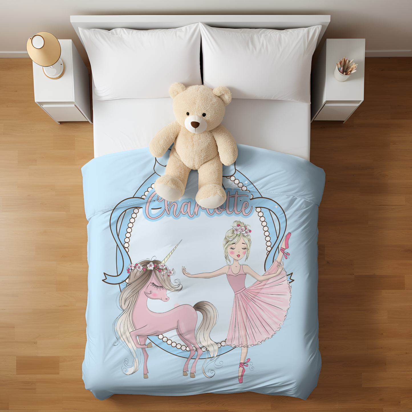 Personalized Ballerina & Unicorn Name Blanket – Custom Princess Blanket for Girls and Kids