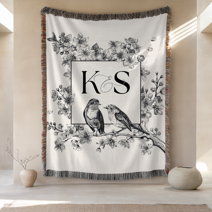 Personalized Wedding Anniversary monogram cotton woven blanket