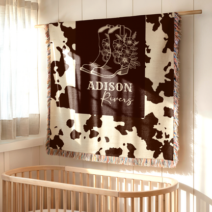 Western Cowgirl Name Woven Blanket – Custom Kids Blanket
