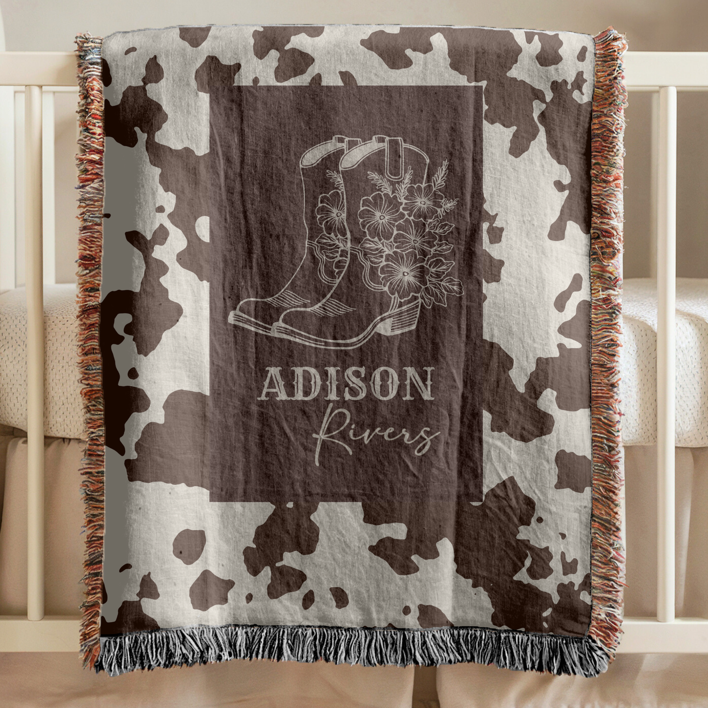 Western Cowgirl Name Woven Blanket – Custom Kids Blanket
