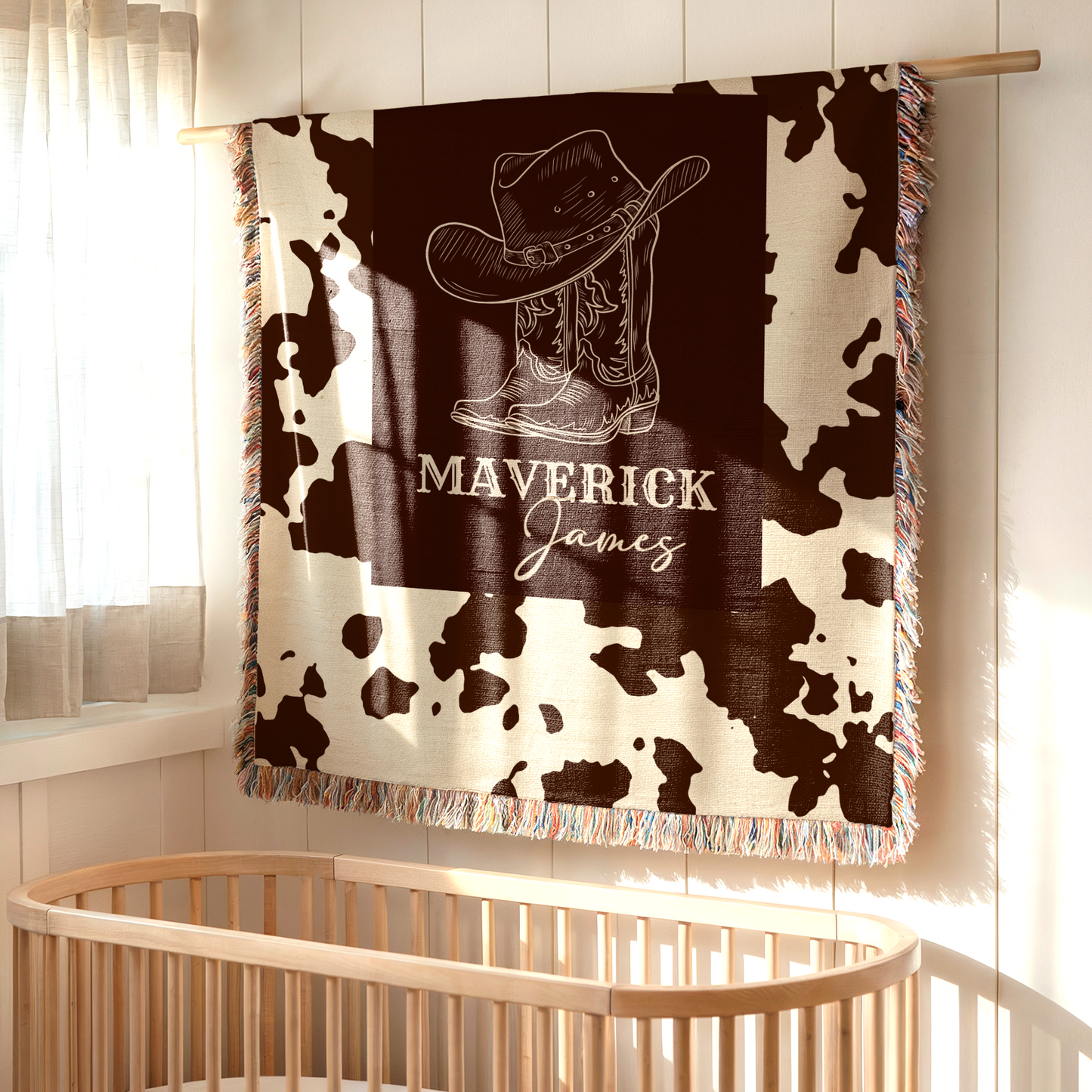 Cowboy Boots and Hat Name Woven Blanket – Personalized Western Throw