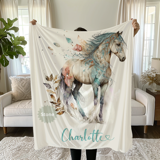 Custom Watercolor Horse Blanket: Equestrian Gift