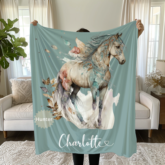 Custom Watercolor Horse Blanket: Equestrian Gift