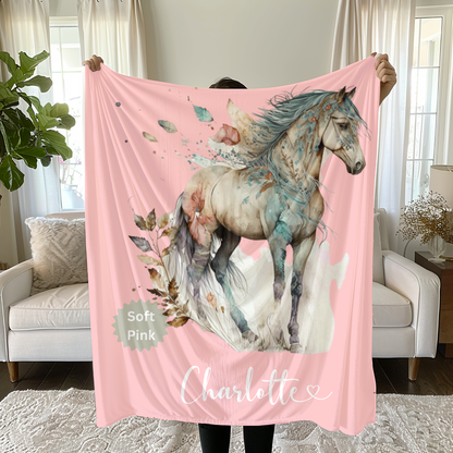Custom Watercolor Horse Blanket: Equestrian Gift