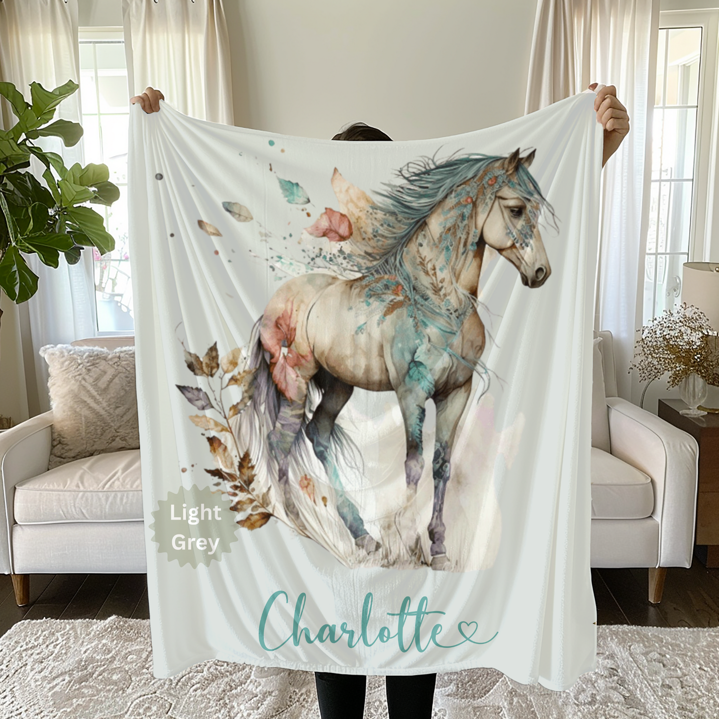 Custom Watercolor Horse Blanket: Equestrian Gift