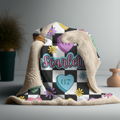 Personalized 67 Valentines Day Candy Heart Blanket