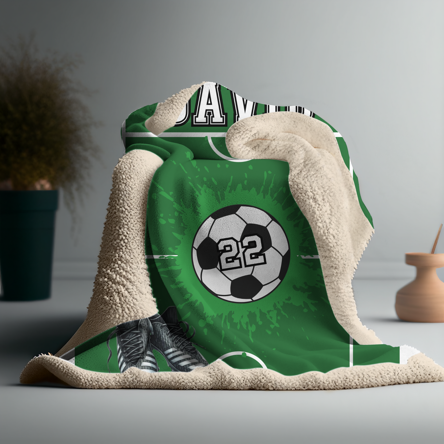 Personalized Soccer Blanket: Custom Name and Jersey Number