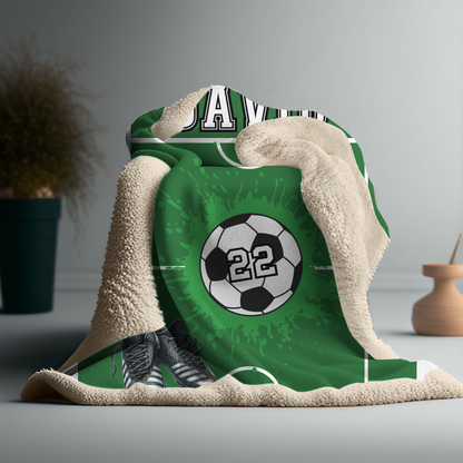 Personalized Soccer Blanket: Custom Name and Jersey Number