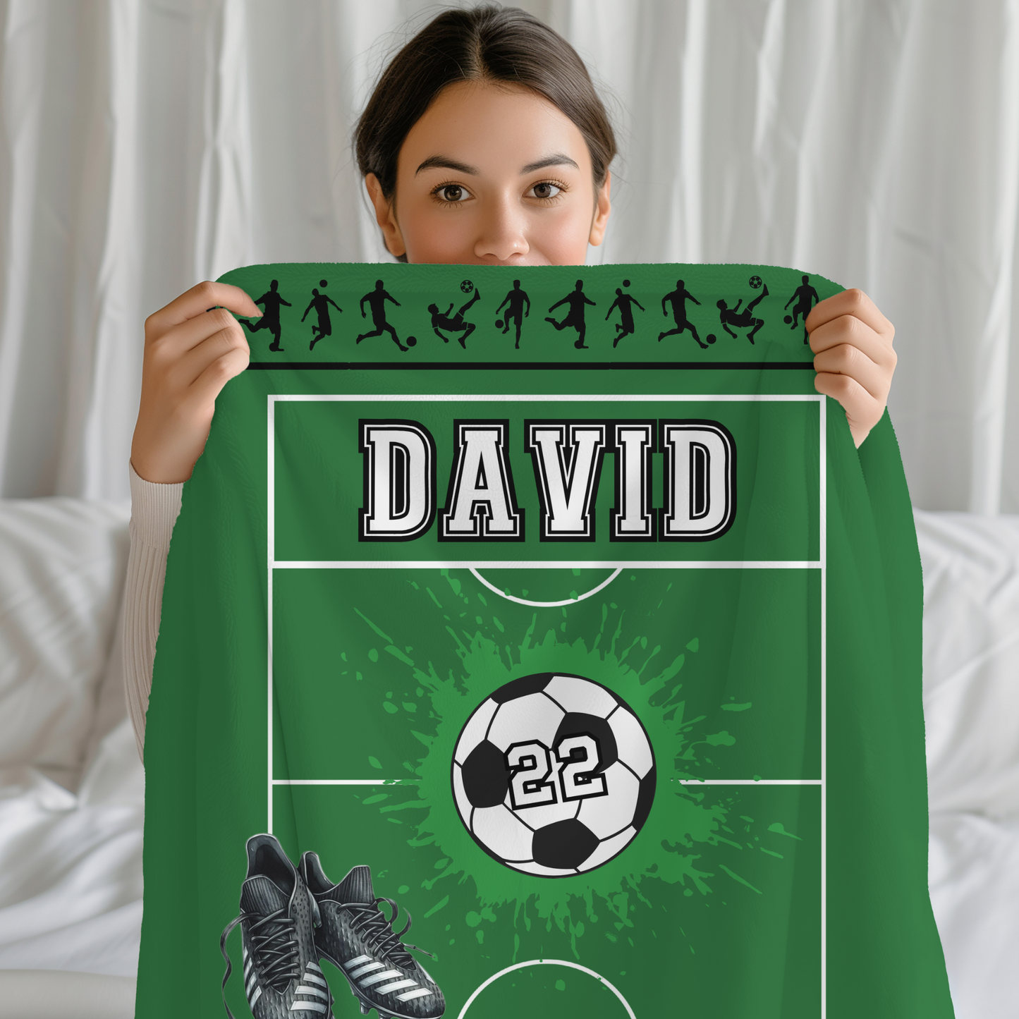 Personalized Soccer Blanket: Custom Name and Jersey Number