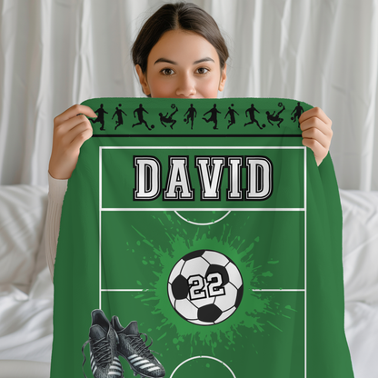 Personalized Soccer Blanket: Custom Name and Jersey Number