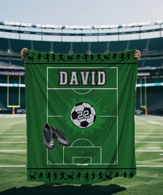 Personalized Soccer Blanket: Custom Name and Jersey Number