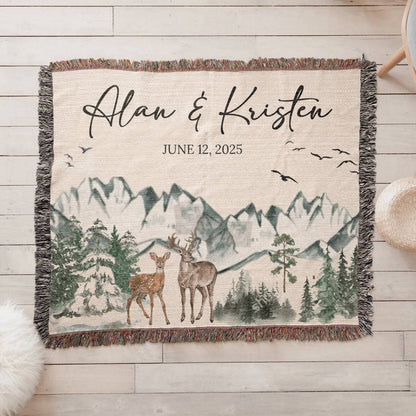 Mountain Adventure Personalized Couples Soft Woven Blanket gift for Newlyweds